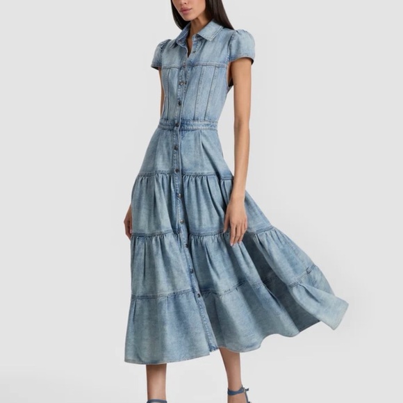 Alice and Olivia Patsy Denim Midi Dress - Picture 2 of 8